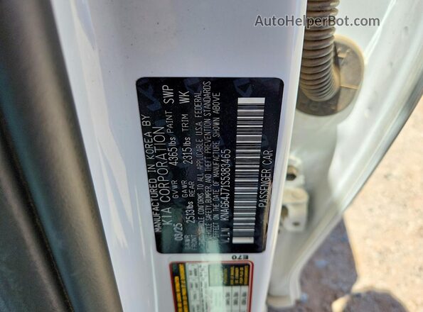 KNAG64J71S5383465 2025 KIA K5 White VIN sticker view