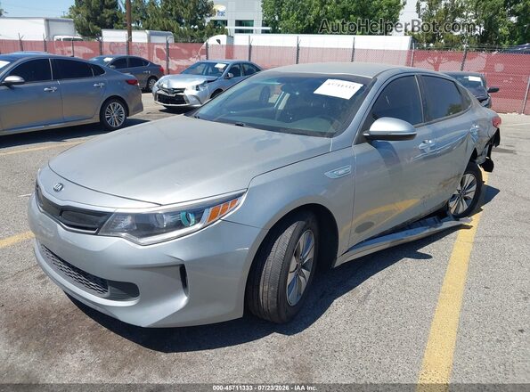 KNAGT4LC2H5004713 2017 KIA OPTIMA HYBRID Silver წინა მარცხენა ხედი სამი მეოთხედიდან