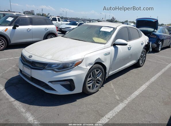 KNAGU4LE5L5045425 2020 KIA OPTIMA HYBRID White წინა მარცხენა ხედი სამი მეოთხედიდან