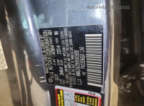 KNALC4J11H5065888 2017 KIA CADENZA Gray Շարժիչի բաժամունքի տեսք
