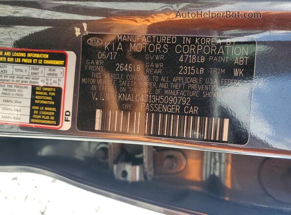 KNALC4J13H5090792 2017 KIA CADENZA Black Engine compartment view