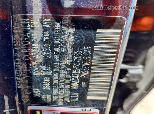 KNALC4J15H5072035 2017 KIA CADENZA Blue Շարժիչի բաժամունքի տեսք