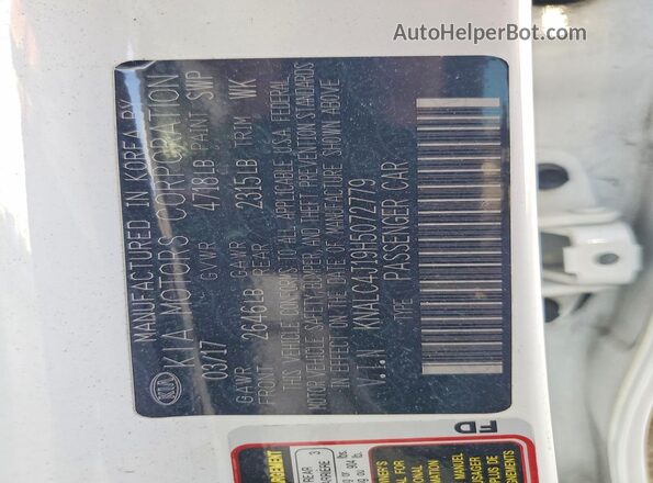 KNALC4J19H5072779 2017 KIA CADENZA Белый Вид подкапотного пространства