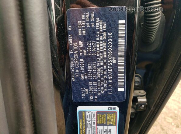 KNDAEFS5XR6020316 2024 KIA EV9 Black VIN sticker view