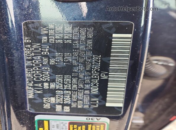 KNDC34LBXP5612292 2023 KIA EV6 Blue Панорамний вид салону 360°