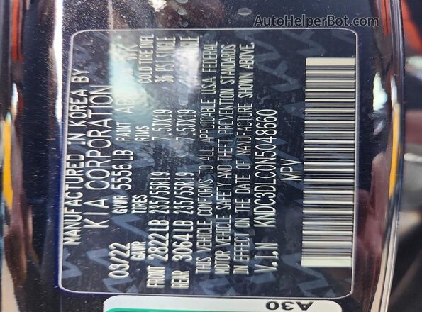 KNDC3DLC0N5048660 2022 KIA EV6 Black Vista del compartimento del motor
