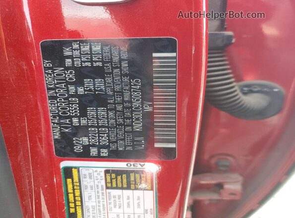 KNDC3DLC9N5087425 2022 KIA EV6 Red Vista del compartimento del motor