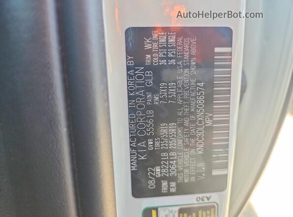 KNDC3DLCXN5086574 2022 KIA EV6 Cream Vista del compartimento del motor