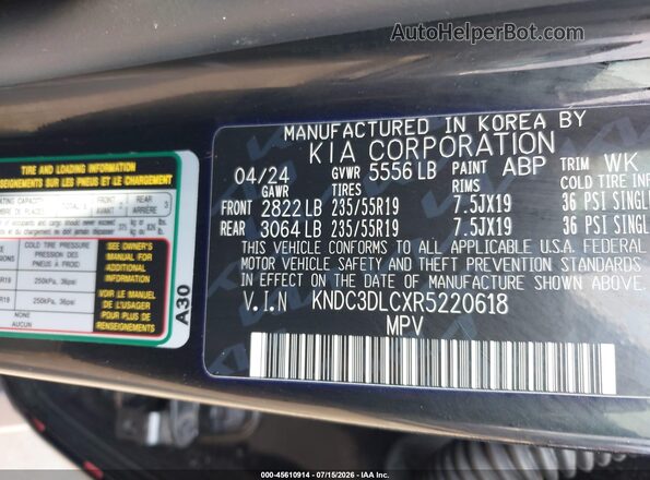 KNDC3DLCXR5220618 2024 KIA EV6 Black Շարժիչի բաժամունքի տեսք