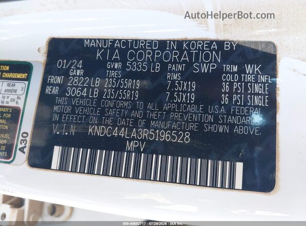 KNDC44LA3R5196528 2024 KIA EV6 Белый Вид подкапотного пространства