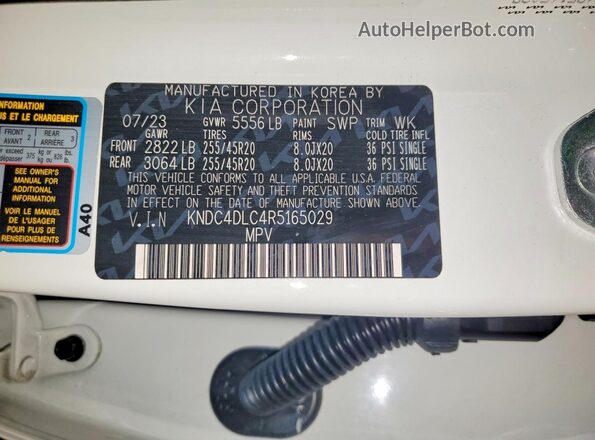 KNDC4DLC4R5165029 2024 KIA EV6 White Вид підкапотного простору