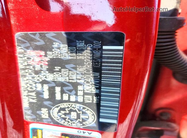 KNDC4DLC7R5222775 2024 KIA EV6 Red VIN sticker view