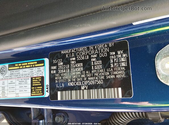 KNDC4DLCXP5097560 2023 KIA EV6 Blue Engine compartment view