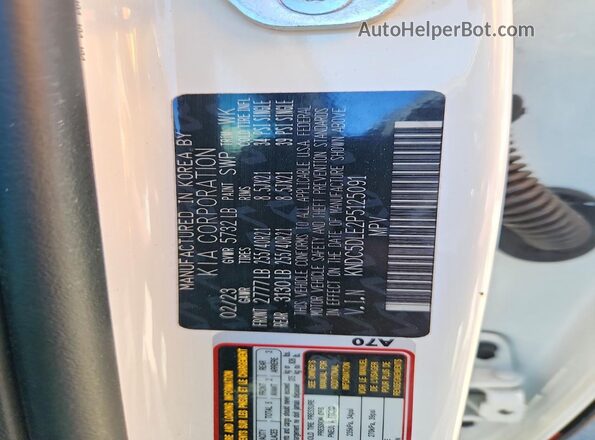 KNDC5DLE2P5125091 2023 KIA EV6 Белый Вид наклейки с VIN-кодом