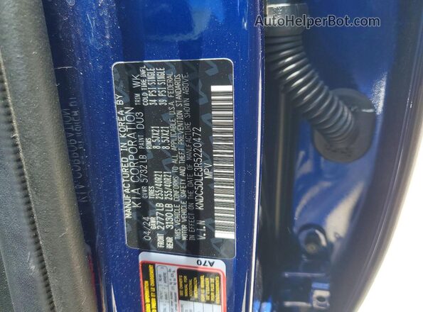 KNDC5DLE3R5220472 2024 KIA EV6 Blue Շարժիչի բաժամունքի տեսք