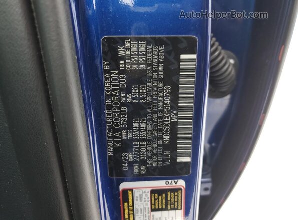 KNDC5DLEXP5140793 2023 KIA EV6 Blue Вид підкапотного простору
