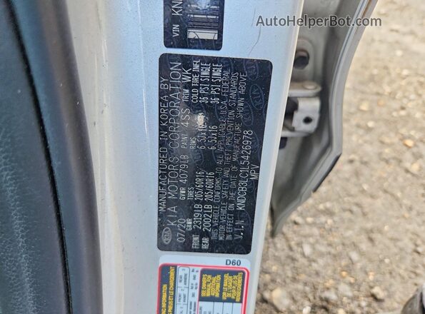 KNDCB3LC1L5426978 2020 KIA NIRO Серебряный Вид наклейки с VIN-кодом