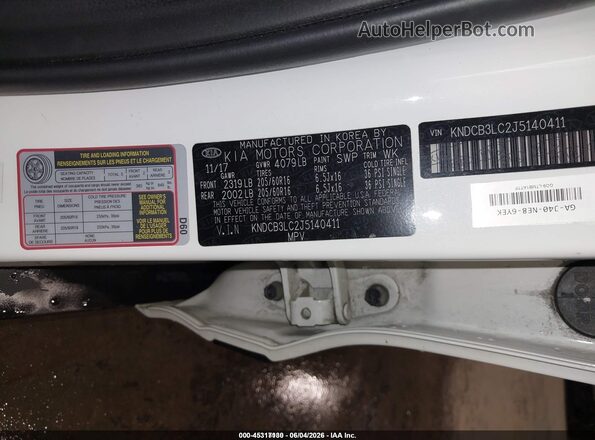KNDCB3LC2J5140411 2018 KIA NIRO White ძრავის განყოფილების ხედი