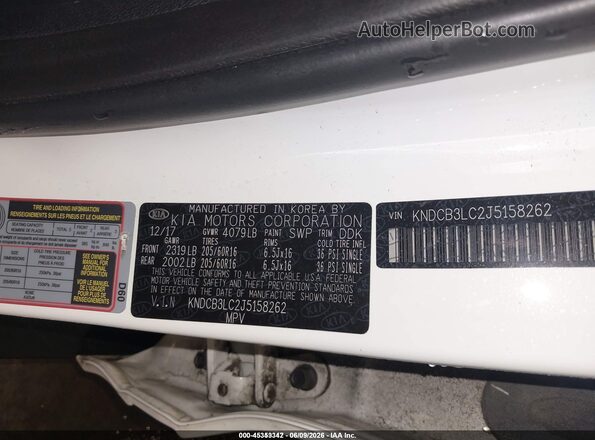 KNDCB3LC2J5158262 2018 KIA NIRO White ძრავის განყოფილების ხედი