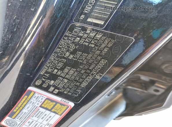 KNDCB3LC2K5290083 2019 KIA NIRO Black VIN կոդի պիտակի տեսք