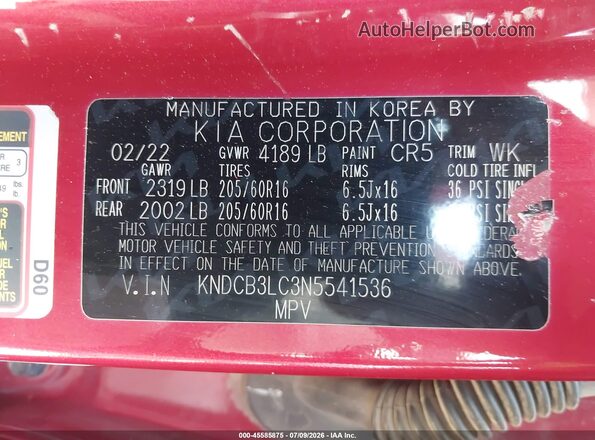 KNDCB3LC3N5541536 2022 KIA NIRO Красный Вид подкапотного пространства