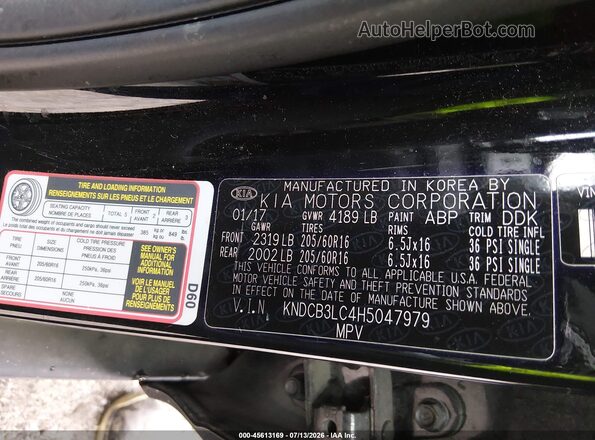 KNDCB3LC4H5047979 2017 KIA NIRO Black ძრავის განყოფილების ხედი
