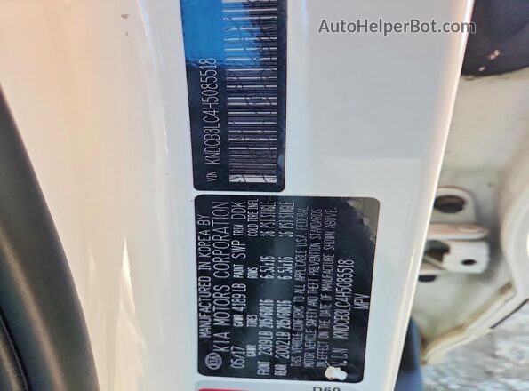 KNDCB3LC4H5085518 2017 KIA NIRO White VIN sticker view