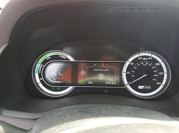 KNDCB3LC6J5154909 2018 KIA NIRO Red ხელსაწყოთა პანელის ხედი