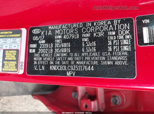 KNDCB3LC9J5117644 2018 KIA NIRO Red Engine compartment view
