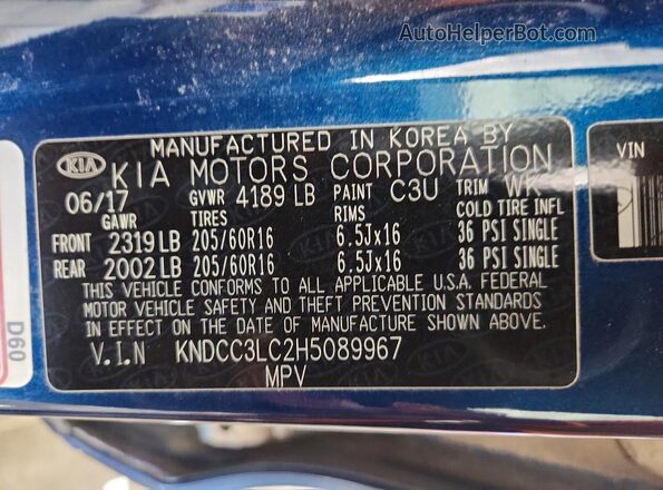 KNDCC3LC2H5089967 2017 KIA NIRO Blue Engine compartment view