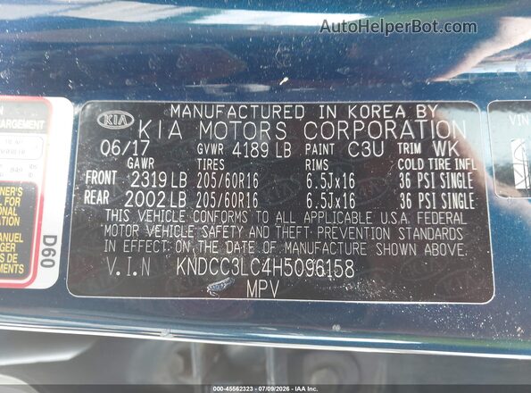 KNDCC3LC4H5096158 2017 KIA NIRO Blue Widok komory silnika
