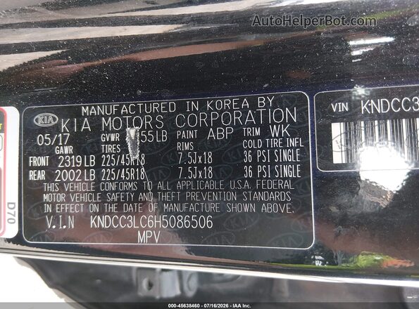 KNDCC3LC6H5086506 2017 KIA NIRO Black Вид підкапотного простору