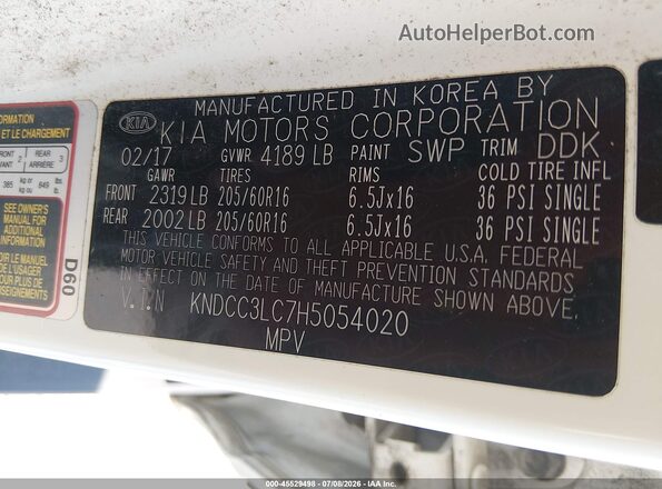KNDCC3LC7H5054020 2017 KIA NIRO White Widok komory silnika