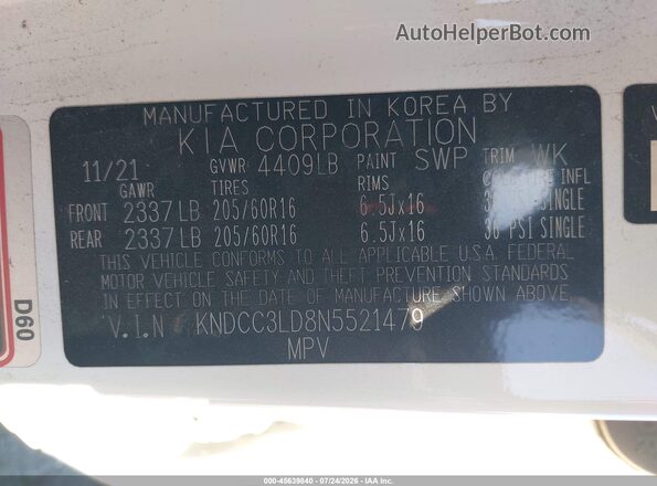 KNDCC3LD8N5521479 2022 KIA NIRO PLUG-IN HYBRID White Вид підкапотного простору