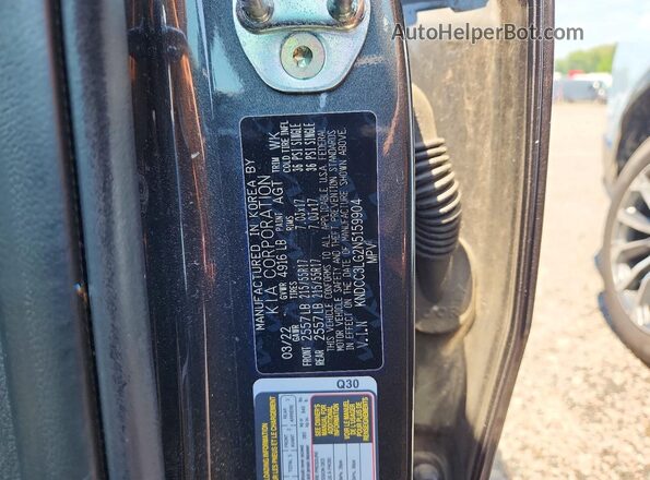 KNDCC3LG2N5159904 2022 KIA NIRO Charcoal Вид наклейки з VIN-кодом