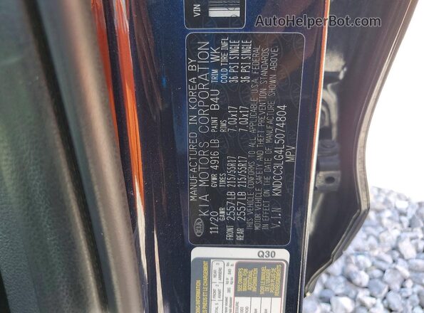 KNDCC3LG4L5074804 2020 KIA NIRO Blue Widok wnętrza 360 stopni