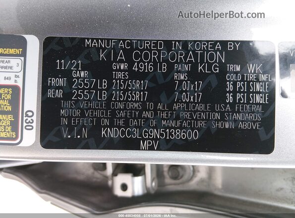 KNDCC3LG9N5138600 2022 KIA NIRO EV Silver Widok komory silnika