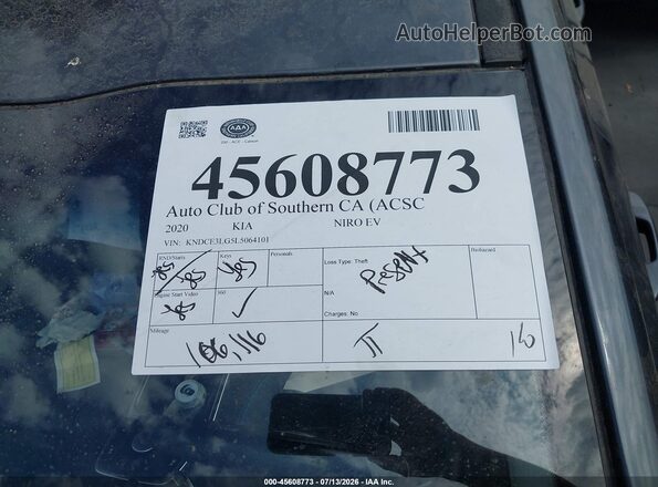 KNDCE3LG5L5064101 2020 KIA NIRO EV Gray Вид спереду