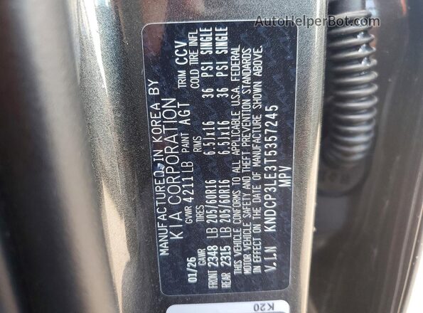 KNDCP3LE3T5357245 2026 KIA NIRO Gray Вид наклейки з VIN-кодом