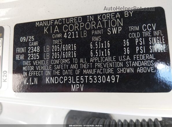 KNDCP3LE5T5330497 2026 KIA NIRO White Շարժիչի բաժամունքի տեսք