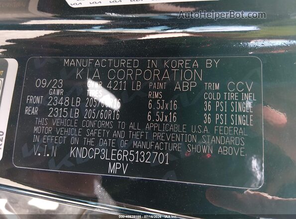 KNDCP3LE6R5132701 2024 KIA NIRO Черный Вид подкапотного пространства
