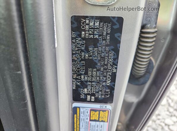 KNDCP3LEXP5061161 2023 KIA NIRO Gray Vista de la etiqueta del VIN
