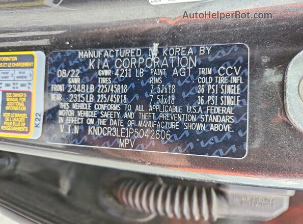 KNDCR3LE1P5042606 2023 KIA NIRO Charcoal Vista de la etiqueta del VIN