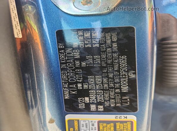 KNDCR3LE3P5090656 2023 KIA NIRO Blue Вид наклейки з VIN-кодом