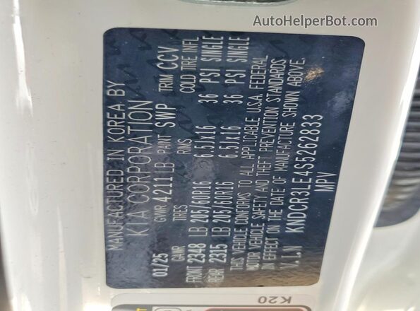 KNDCR3LE4S5262833 2025 KIA NIRO White Widok komory silnika