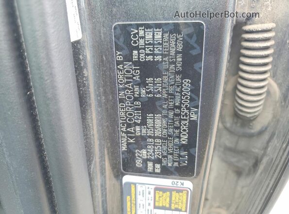 KNDCR3LE5P5052099 2023 KIA NIRO Gray Вид наклейки з VIN-кодом