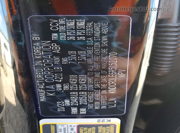 KNDCR3LE6R5152070 2024 KIA NIRO Black VIN sticker view