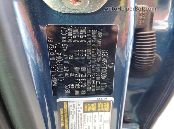 KNDCR3LE8P5040643 2023 KIA NIRO Синий Вид наклейки с VIN-кодом