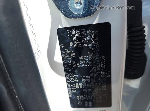 KNDCR3LE9P5109906 2023 KIA NIRO Белый Вид наклейки с VIN-кодом