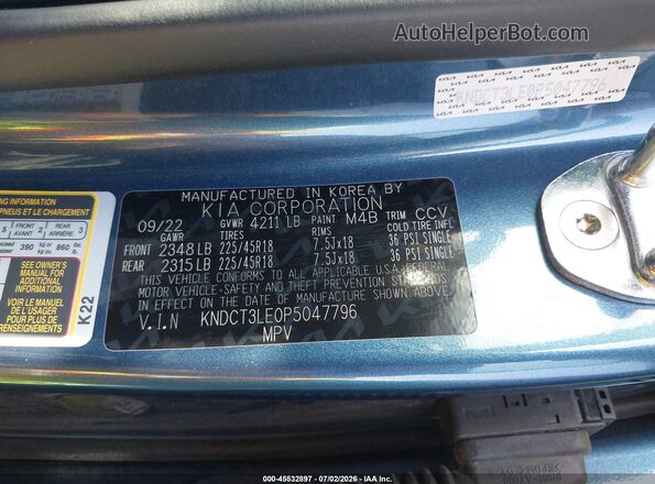 KNDCT3LE0P5047796 2023 KIA NIRO Blue Вид підкапотного простору